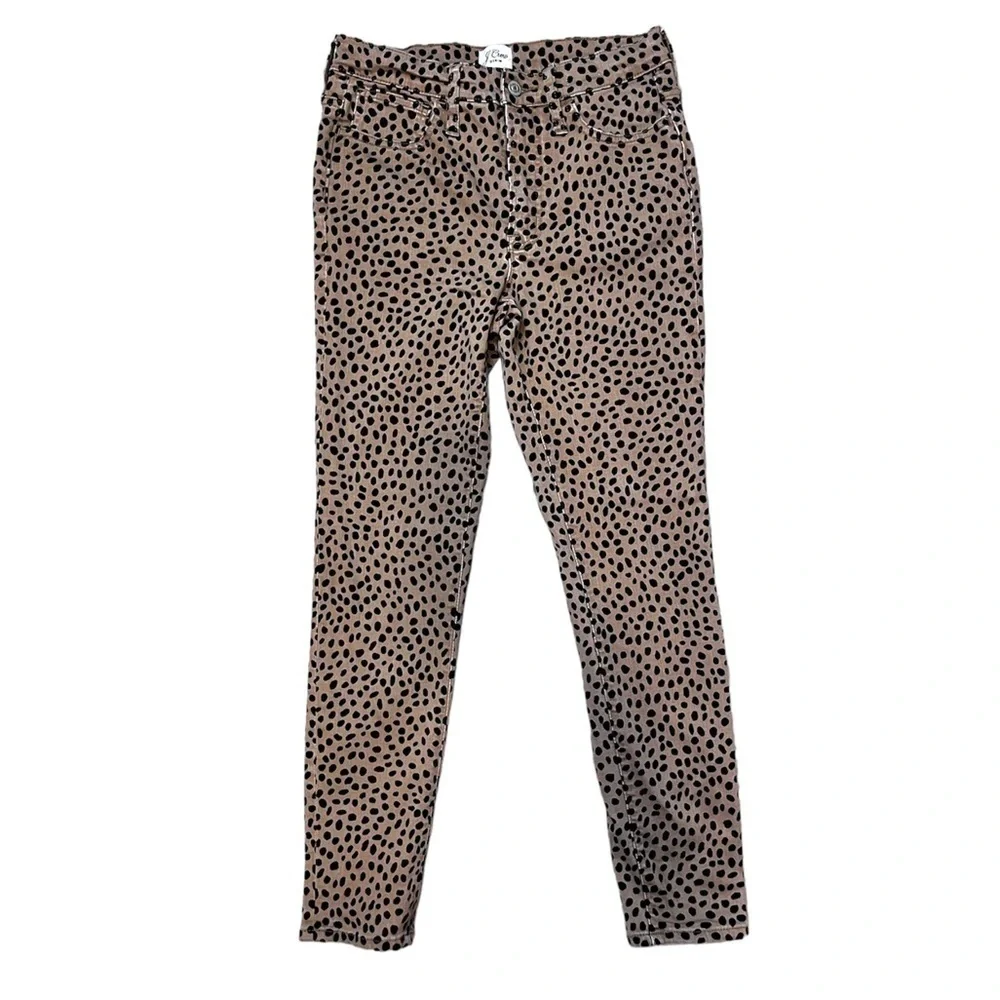 J Crew 9” Toothpick Jeans in Leopard Dot Print size 27